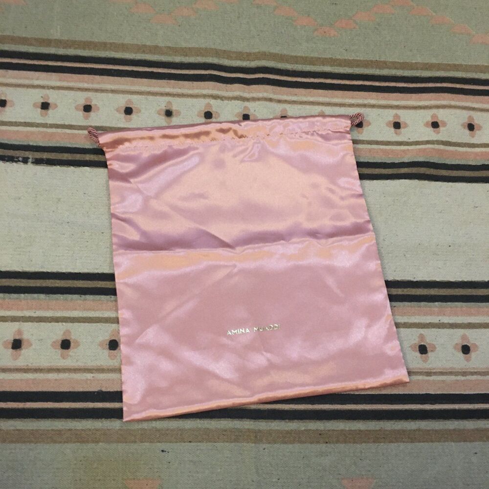Amina Muaddi Pink satin dustbag garment bag 14” x 13” new - never used